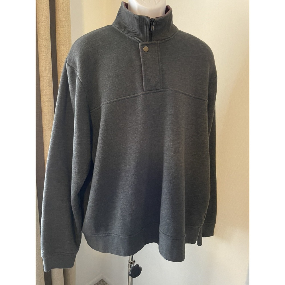 Mens Orvis Half Zip Snap Front Gray Pullover Sweatshirt Sweater‎ Size XXL 2XL